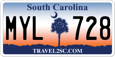 SC license plate MYL728