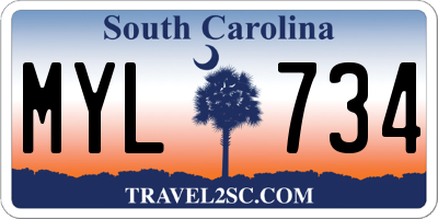 SC license plate MYL734