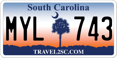 SC license plate MYL743