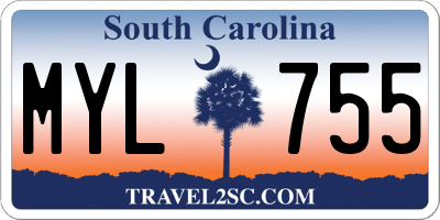 SC license plate MYL755