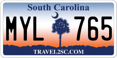 SC license plate MYL765
