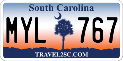 SC license plate MYL767