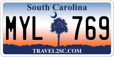 SC license plate MYL769