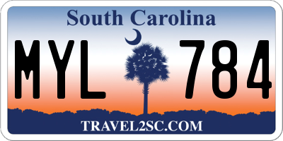 SC license plate MYL784