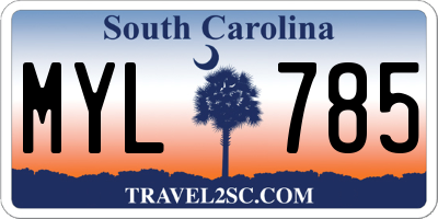 SC license plate MYL785