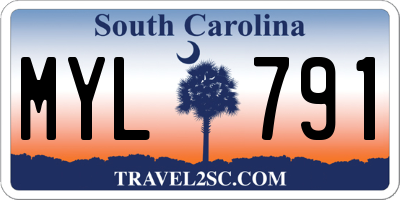 SC license plate MYL791