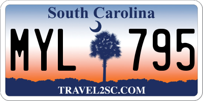 SC license plate MYL795