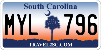SC license plate MYL796