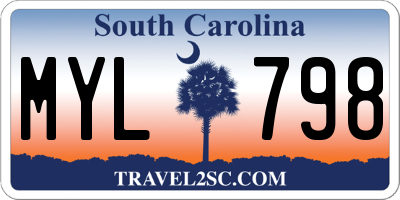 SC license plate MYL798