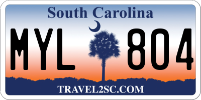 SC license plate MYL804