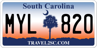 SC license plate MYL820