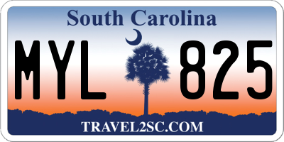 SC license plate MYL825