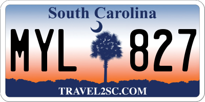 SC license plate MYL827