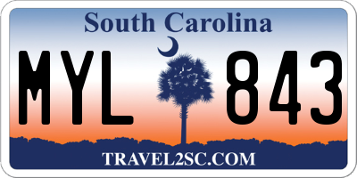 SC license plate MYL843