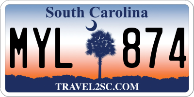 SC license plate MYL874