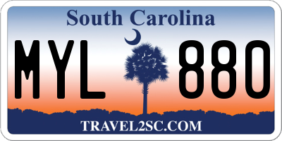 SC license plate MYL880