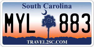 SC license plate MYL883