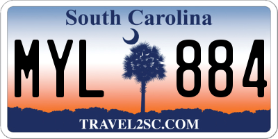 SC license plate MYL884