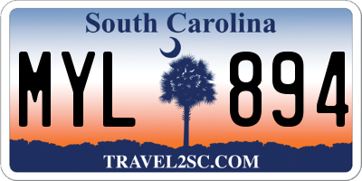 SC license plate MYL894
