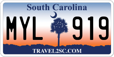 SC license plate MYL919