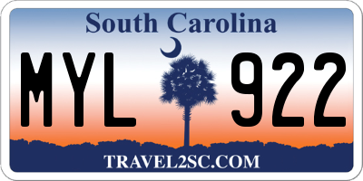 SC license plate MYL922