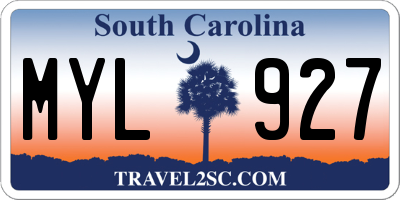 SC license plate MYL927
