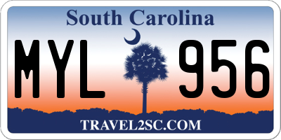 SC license plate MYL956