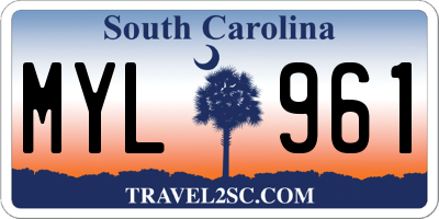 SC license plate MYL961