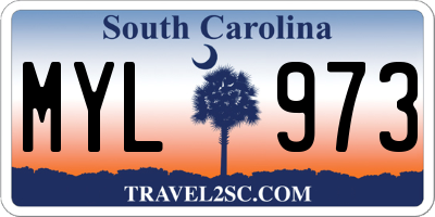 SC license plate MYL973