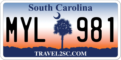 SC license plate MYL981