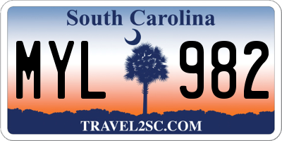 SC license plate MYL982