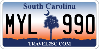 SC license plate MYL990