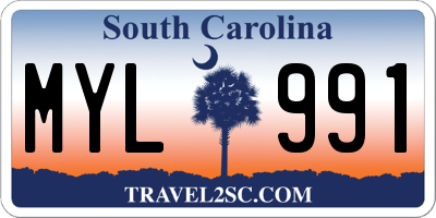 SC license plate MYL991