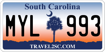 SC license plate MYL993