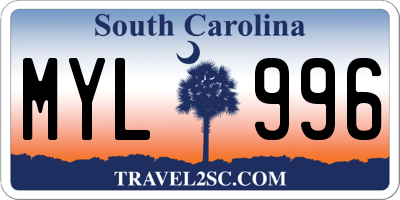 SC license plate MYL996