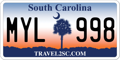 SC license plate MYL998
