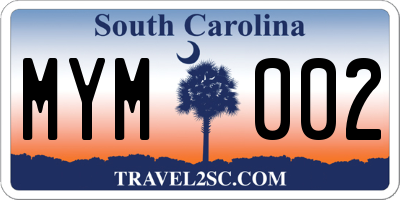 SC license plate MYM002