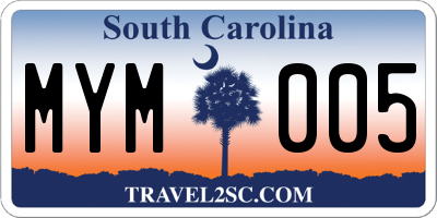 SC license plate MYM005
