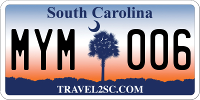 SC license plate MYM006