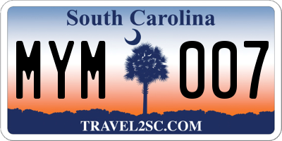 SC license plate MYM007