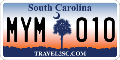 SC license plate MYM010