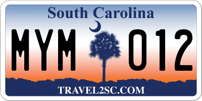 SC license plate MYM012