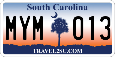 SC license plate MYM013