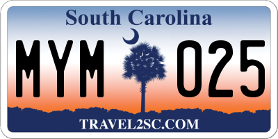 SC license plate MYM025