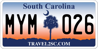 SC license plate MYM026