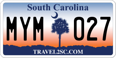 SC license plate MYM027