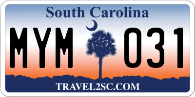 SC license plate MYM031
