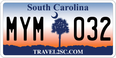 SC license plate MYM032
