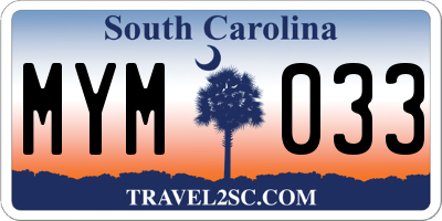 SC license plate MYM033