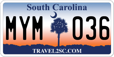 SC license plate MYM036